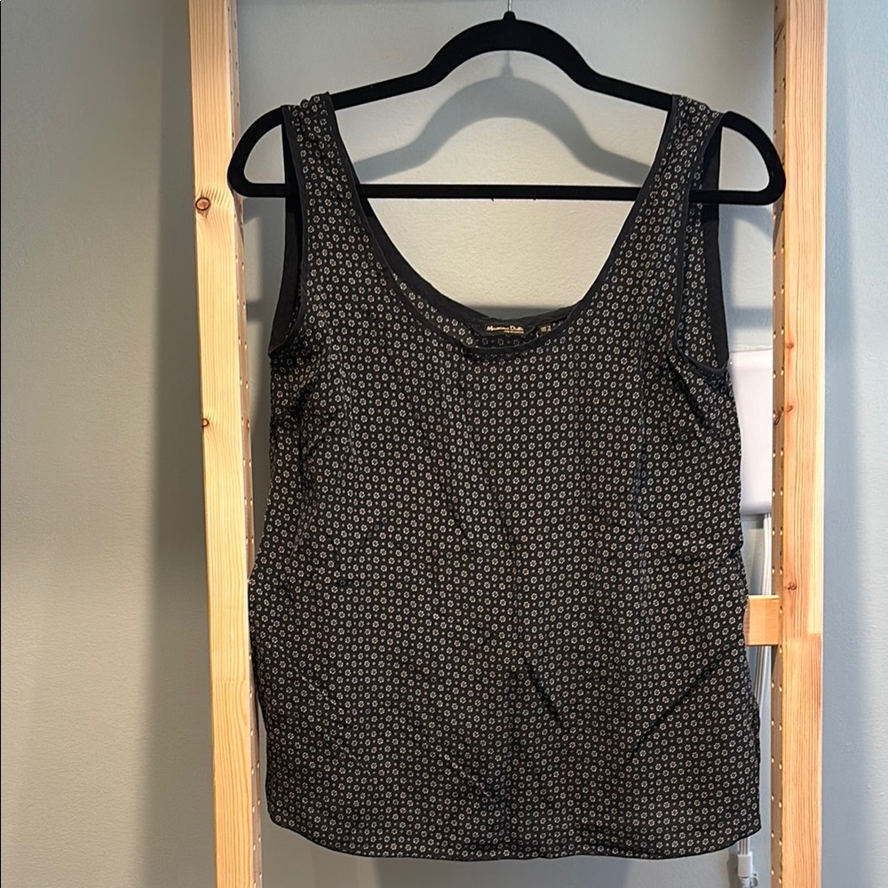 Massimo Dutti Black Fitted Sleeveless Tank Top